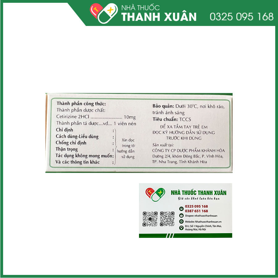 Kacerin điều trị dị ứng, mày đay và viêm mũi dị ứng